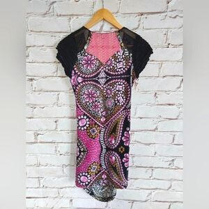 Cust Barcelona Y2K Artsy Asymmetric Draped Patchwork Tunic S